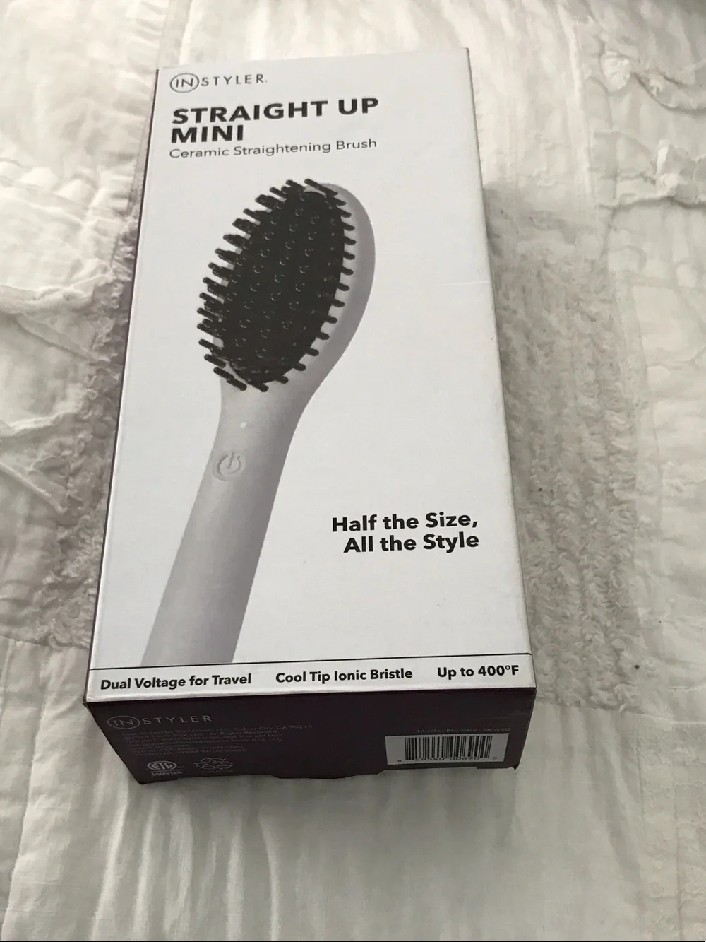 InStyler Straight Up Mini Ceramic Straightening Brush - White
